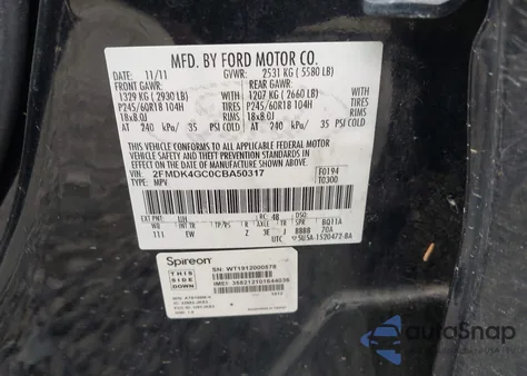 2012 Ford Edge Se from USA, damaged, VIN 2FMDK4GC0CBA50317